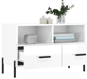 Móvel de TV 80x36x50 cm derivados de madeira branco brilhante