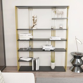 Estante Jenny – Antracite e Dourado – 120x160x29,6 cm
