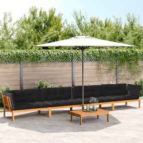 vidaXL 5 pcs móveis de paletes p/ jardim com almofadões acácia maciça