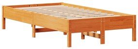 Cama sem colchão 120x190 cm madeira pinho maciça castanho-mel