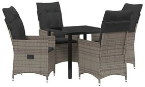 Conjunto de Jantar de Jardim 5 Peças com Almofadas em Rattan Sintético