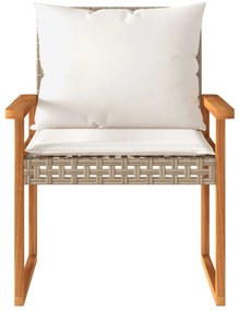 4 pcs conj. lounge jardim c/ almofadões vime PE mistura beges