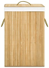 Cesto para roupa suja c/ 2 secções 72 L bambu