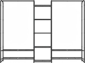 Guarda roupa aberto com prateleiras 29 x 182,4 x 158,4 cm preto