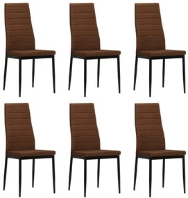 vidaXL Cadeiras de jantar 6 pcs tecido castanho