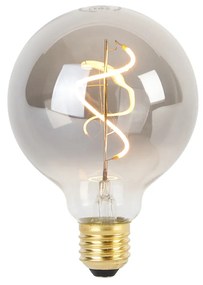 Conjunto de 5 lâmpadas LED filamento espiral E27 reguláveis G95 fumê 3W 95lm 1800K