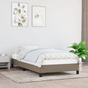 Estrutura de cama 100x200 cm tecido cinza-acastanhado