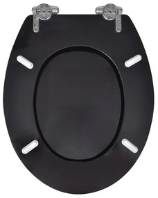 Assentos de sanita com tampas de fecho suave 2 pcs MDF preto