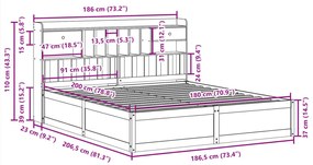 Cama sem colchão 180x200 cm madeira de pinho maciça