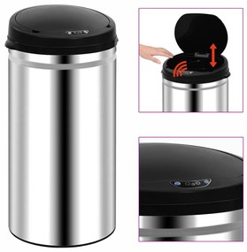 322694 vidaXL Caixote do lixo com sensor automático 50 L aço inoxidável