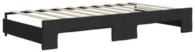 Sofá-cama com gavetão e colchões 90x190 cm tecido preto