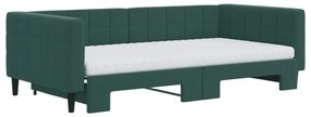 Sofá-cama c/ gavetão e colchões 100x200cm veludo verde-escuro