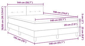 Cama Box Spring com Colchão Cinza Escuro 140x190 cm Tecido