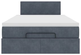 Cama otomana com colchão 120x190 cm veludo cinzento-escuro
