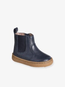 Agora -20%: Botas em pele, com fecho, para bebé marinho