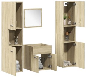 vidaXL 4 pcs conj. móveis casa banho derivados madeira carvalho sonoma
