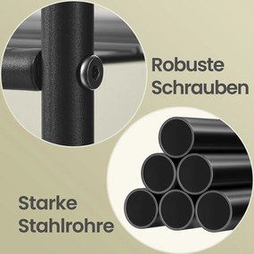 Guarda roupa aberto com estrutura metálica, 30 x 124,8 x 157,1 cm com 7 prateleiras Preto