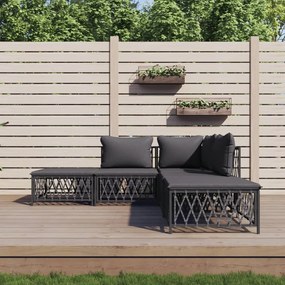 vidaXL 5 pcs conjunto lounge de jardim com almofadões aço antracite