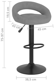 Bancos de bar 2 pcs veludo cinzento-claro