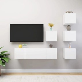 vidaXL 6 pcs conjunto de móveis de TV contraplacado branco