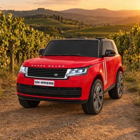 Carro elétrico para Crianças 2 Lugares Range Rover SUV Lift 12V 4x4 Rodas Espuma EVA, Assento couro ecológico Vermelho