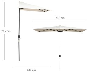 Meia chapéu de sol 230x130x245 cm chapéu de sol para Parede Jardim com