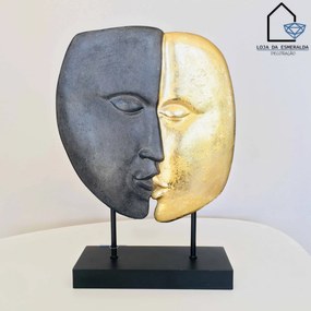 Escultura Beijo | Dourado&Preto | 20x8x32CM