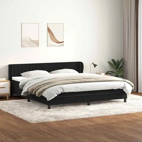 vidaXL Cama com molas/colchões 180x220 cm veludo preto