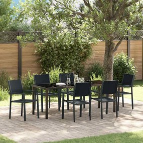 vidaXL Conjunto de Jantar de Jardim 7 Peças Preto em Polirattan