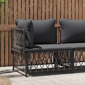 vidaXL Sofá de canto para jardim com almofadões tecido antracite
