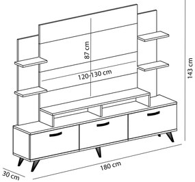 Unidade TV Diana – Branco e Nogueira – 180 cm x 143 cm x 30 cm