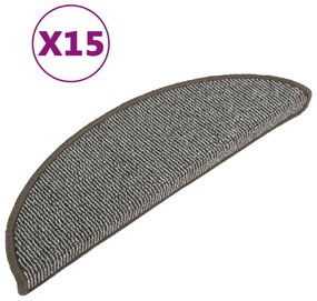 Tapete/carpete para degraus 15 pcs 56x17x3 cm cinzento