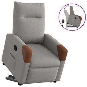 vidaXL Poltrona reclinável elevatória tecido cinzento-acastanhado