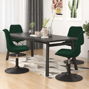 vidaXL Cadeiras de jantar giratórias 4 pcs veludo verde-escuro