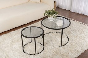 Conjunto de Mesa de Centro "Tavolino Vetro Nero" - Preto - Design Mode