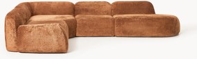 Sofá de canto modular XL em teddy-bouclé com chaise longue Wolke (4 lugares)