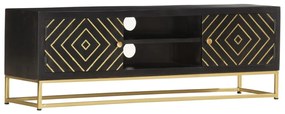 Móvel de TV 120x30x40 cm mangueira maciça preto e dourado