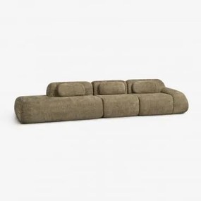 Sofá Modular De Canto Em Chenille De 3 Peças Com Chaise Longue À Esquerda Embalado A Vácuo Mérida Chenille Grossa Verde Sálvia - Sklum