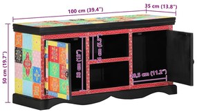 Armário de TV vidaXL Multicolorido 100x35x50 cm em Madeira Sólida de M