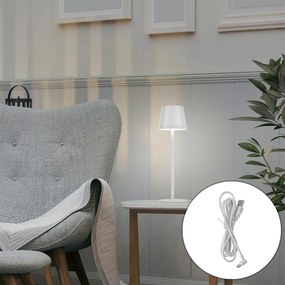 Candeeiro de Mesa Branco com LED Dimerizável e Recarregável IP54 - Murdock