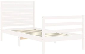 Estrutura cama de solteiro c/ cabeceira madeira maciça branco