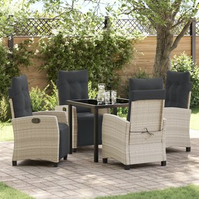 vidaXL Conjunto de Jantar de Jardim de 5 Peças Cinza Claro Rattan Poli