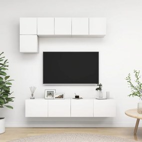 5 pcs conjunto de móveis de TV derivados de madeira branco