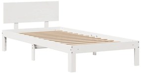 Cama com estante sem colchão 100x200 cm pinho maciço branco