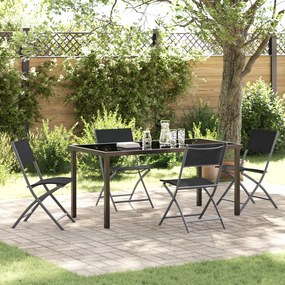 vidaXL Conjunto de Jantar de Jardim 5 Peças Preto Textilene e Aço