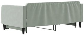 Sofá-cama com gavetão 90x190 cm veludo cinzento-claro