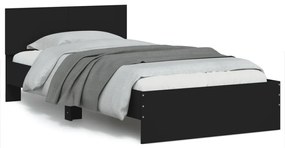 Estrutura de cama com cabeceira e luzes LED 100x200 cm preto