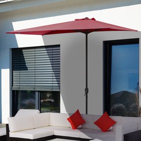 Outsunny Chapéu de Sol Semicircular de Jardim Chapéu de Sol a manivela Resistente à Água e Anti UV para Pátio Terraço 230x130x245cm Vinho