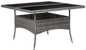 9 pcs conjunto de jantar para jardim vime PE e vidro cinzento