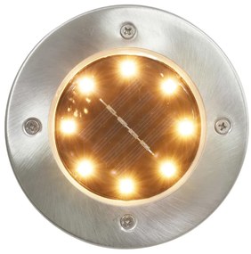 Iluminação LED solar de solo 8 pcs branco quente